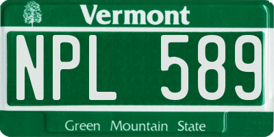 VT license plate NPL589