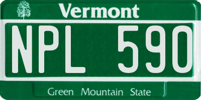 VT license plate NPL590