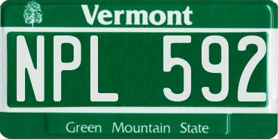 VT license plate NPL592