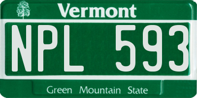 VT license plate NPL593