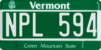VT license plate NPL594