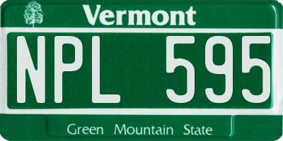 VT license plate NPL595