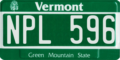 VT license plate NPL596