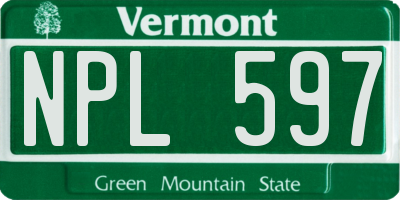 VT license plate NPL597