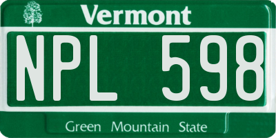 VT license plate NPL598