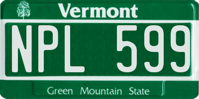 VT license plate NPL599