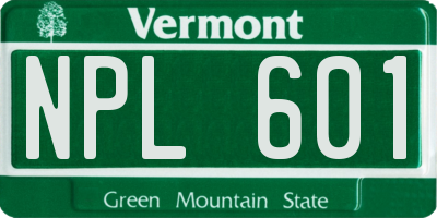 VT license plate NPL601