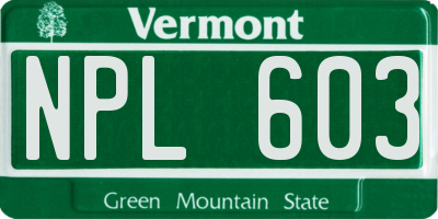 VT license plate NPL603