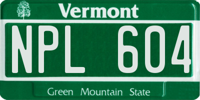VT license plate NPL604
