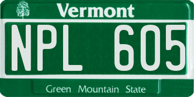 VT license plate NPL605