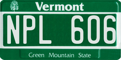 VT license plate NPL606