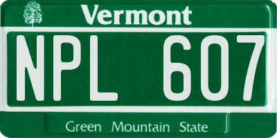 VT license plate NPL607