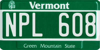 VT license plate NPL608