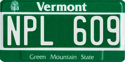 VT license plate NPL609