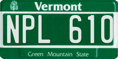 VT license plate NPL610
