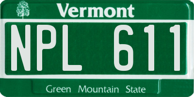 VT license plate NPL611