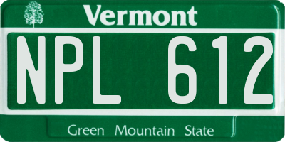 VT license plate NPL612