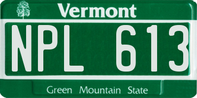 VT license plate NPL613