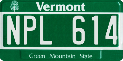 VT license plate NPL614