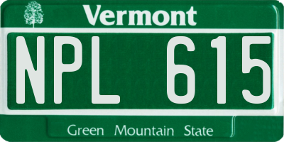 VT license plate NPL615