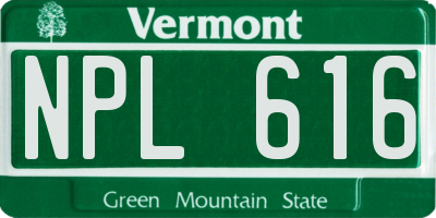 VT license plate NPL616