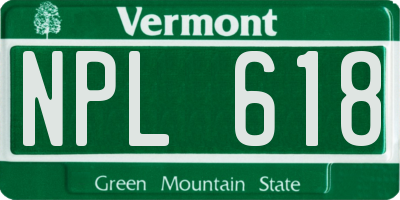 VT license plate NPL618