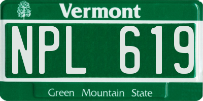 VT license plate NPL619