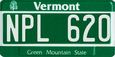 VT license plate NPL620