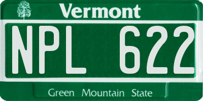 VT license plate NPL622