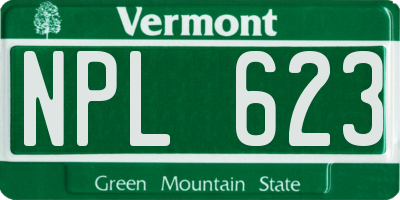 VT license plate NPL623