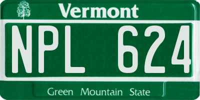 VT license plate NPL624