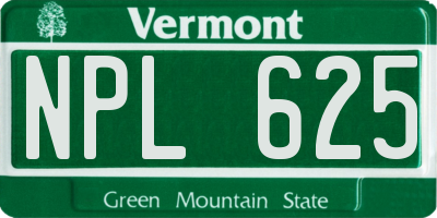 VT license plate NPL625