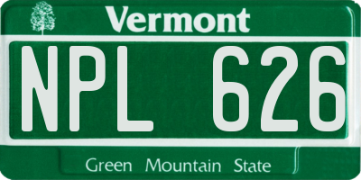 VT license plate NPL626