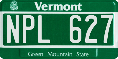 VT license plate NPL627