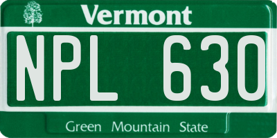 VT license plate NPL630