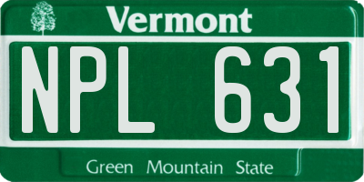 VT license plate NPL631