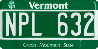 VT license plate NPL632