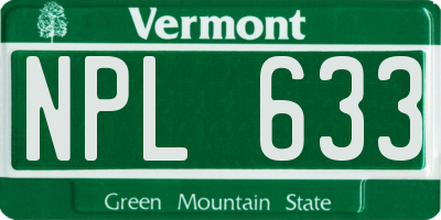 VT license plate NPL633