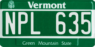 VT license plate NPL635