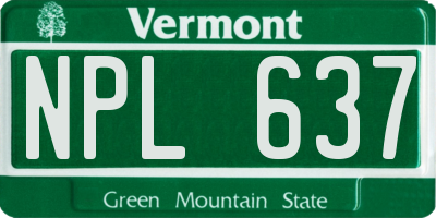 VT license plate NPL637
