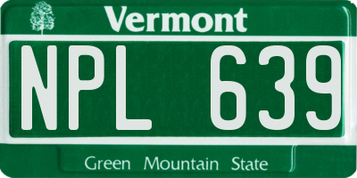 VT license plate NPL639