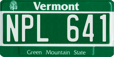 VT license plate NPL641