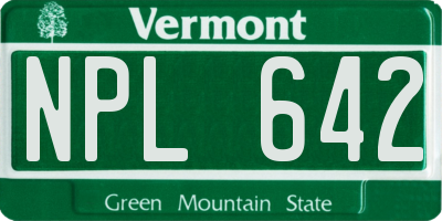 VT license plate NPL642