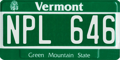 VT license plate NPL646