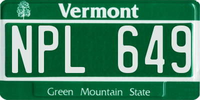 VT license plate NPL649