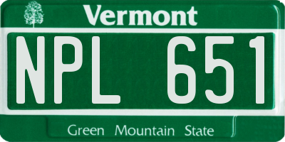 VT license plate NPL651