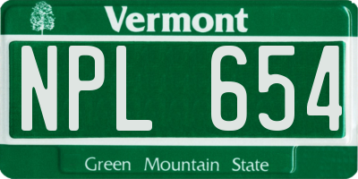 VT license plate NPL654