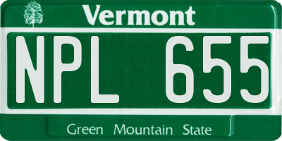 VT license plate NPL655