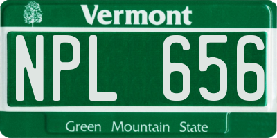 VT license plate NPL656