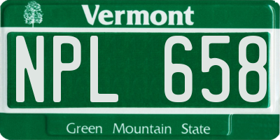 VT license plate NPL658